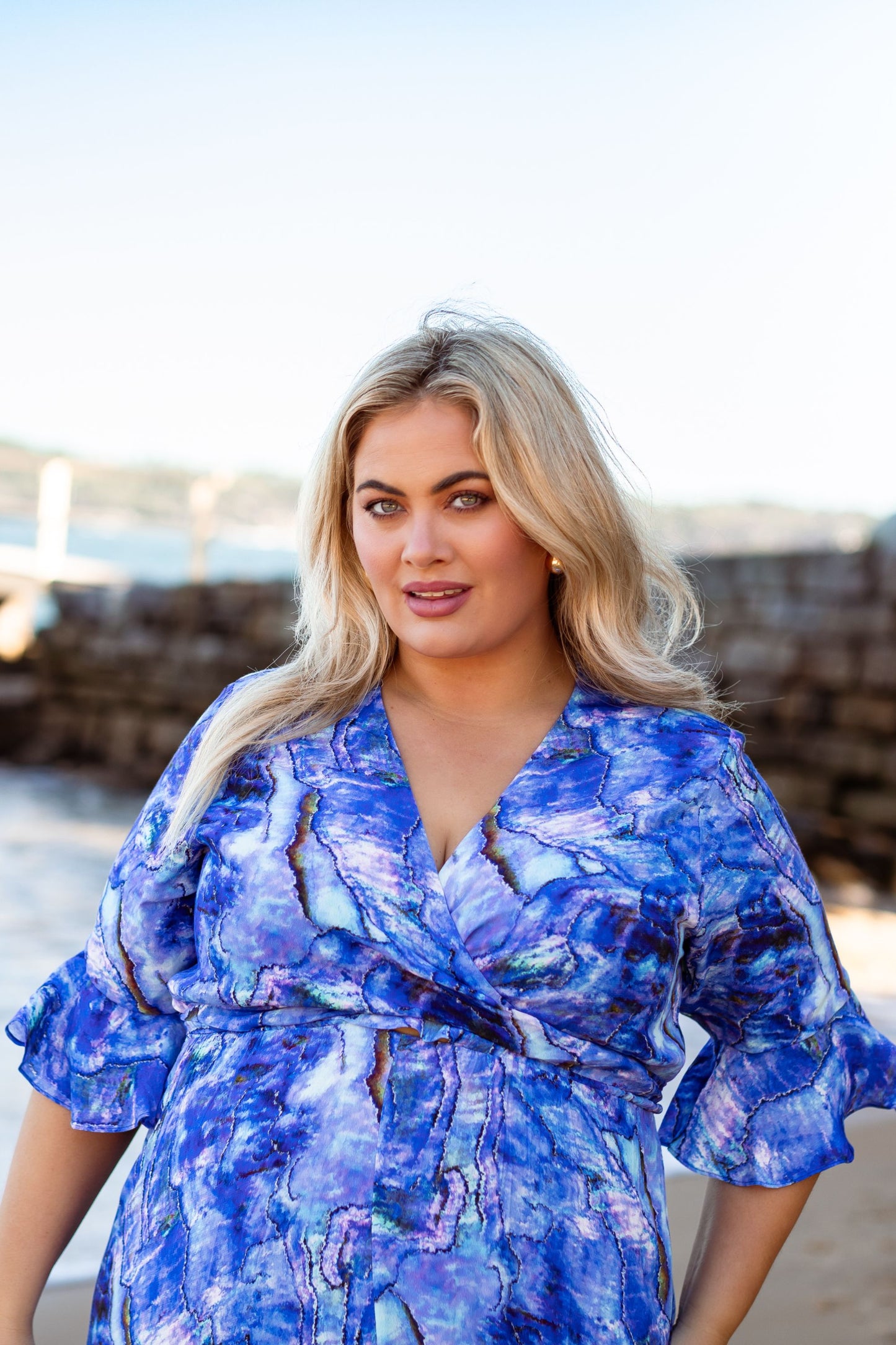 Nicole Tie Front Maxi Dress in Abalone Shell