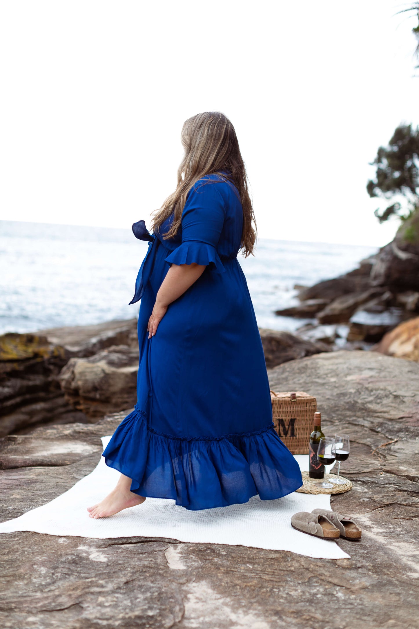 Nicole Tie Front Maxi Dress in Cobalt