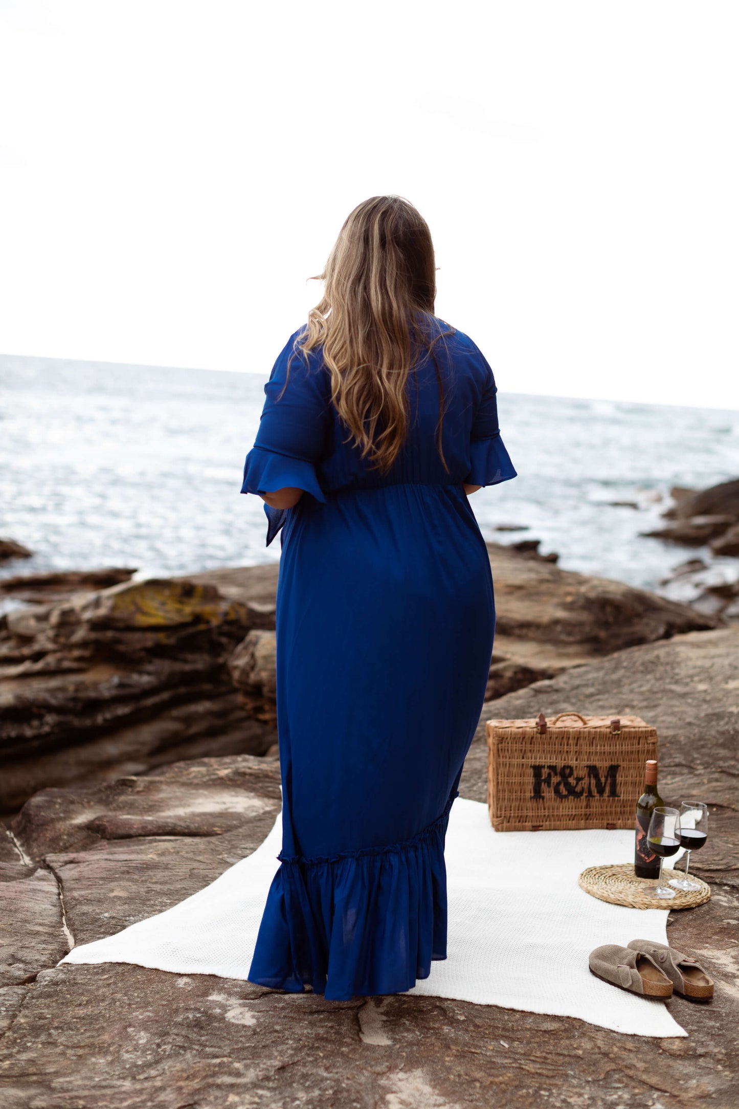 Nicole Tie Front Maxi Dress in Cobalt