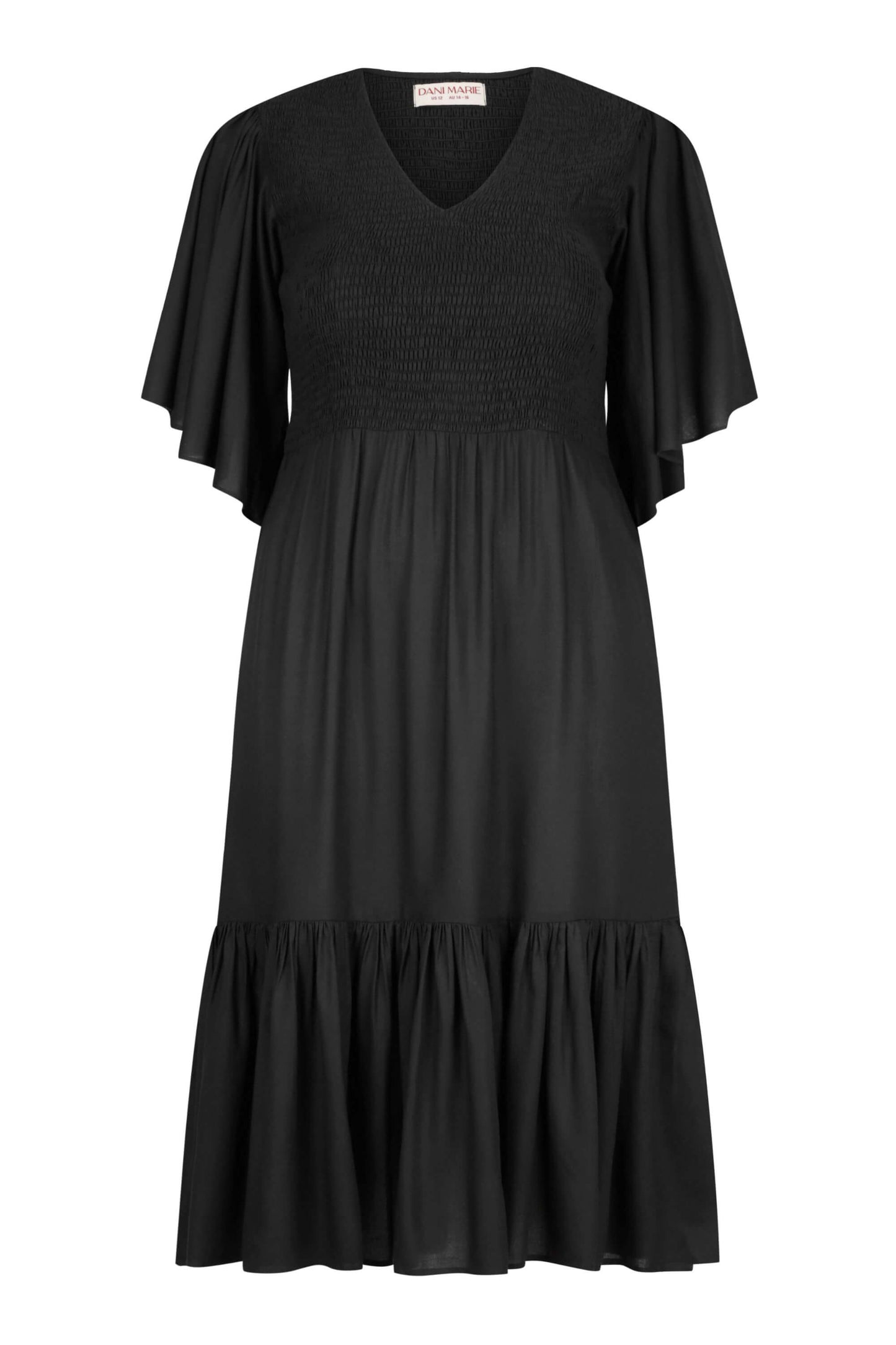 Cleo Short Sleeve Midi Dress in Black