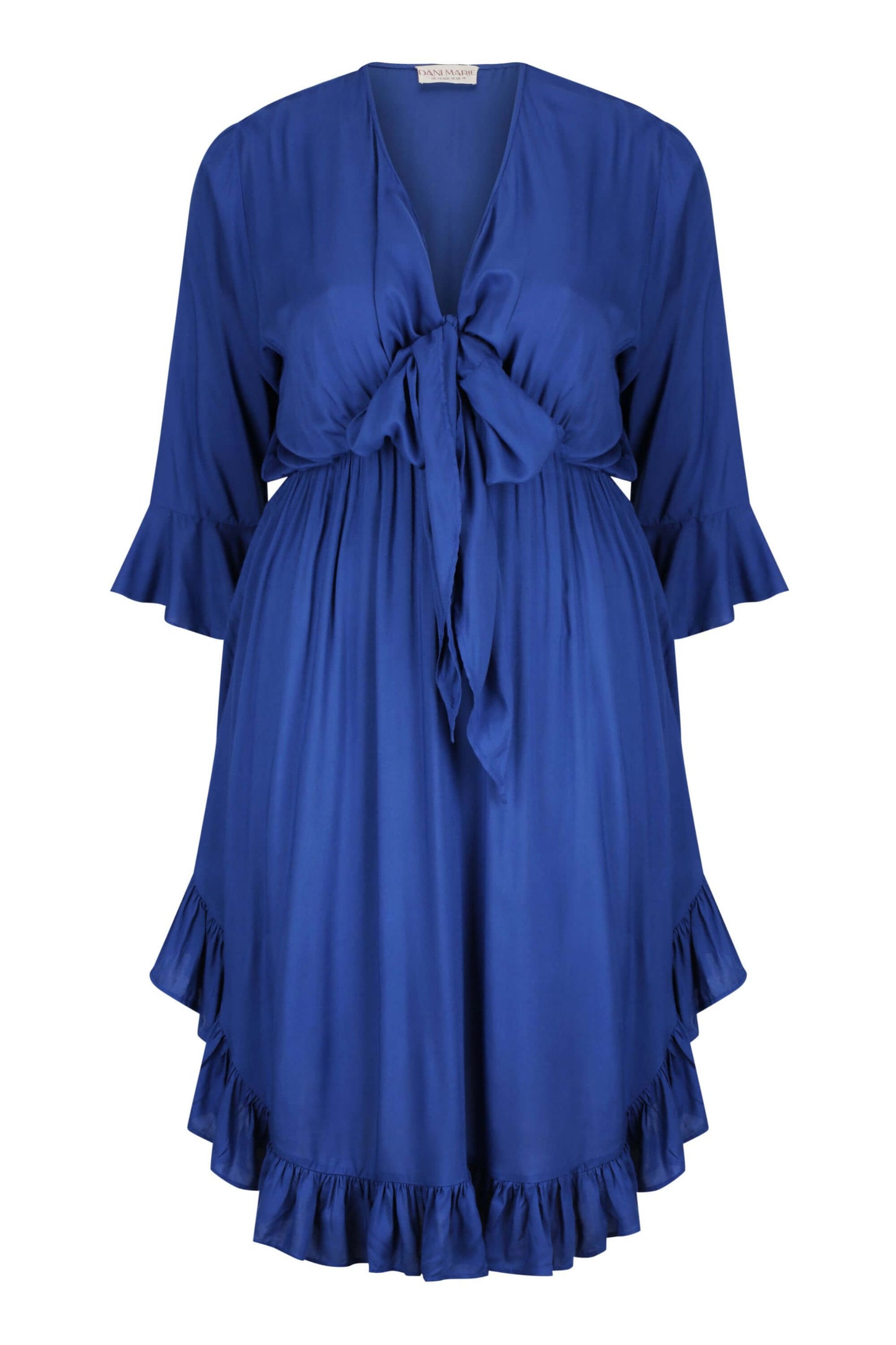 Arielle Tie Front Midi Dress in Cobalt