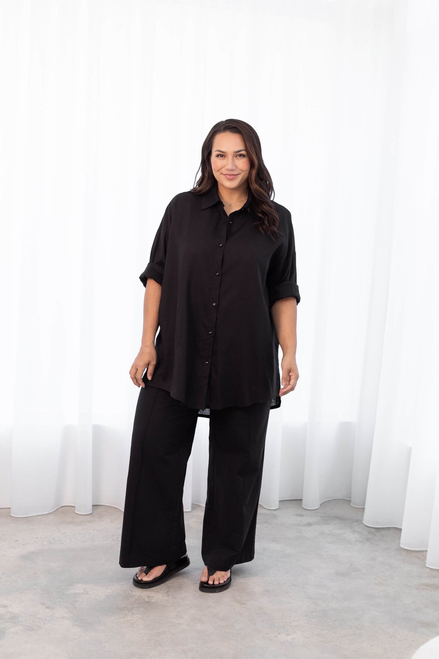 Adele Shirt & Pants Black Set