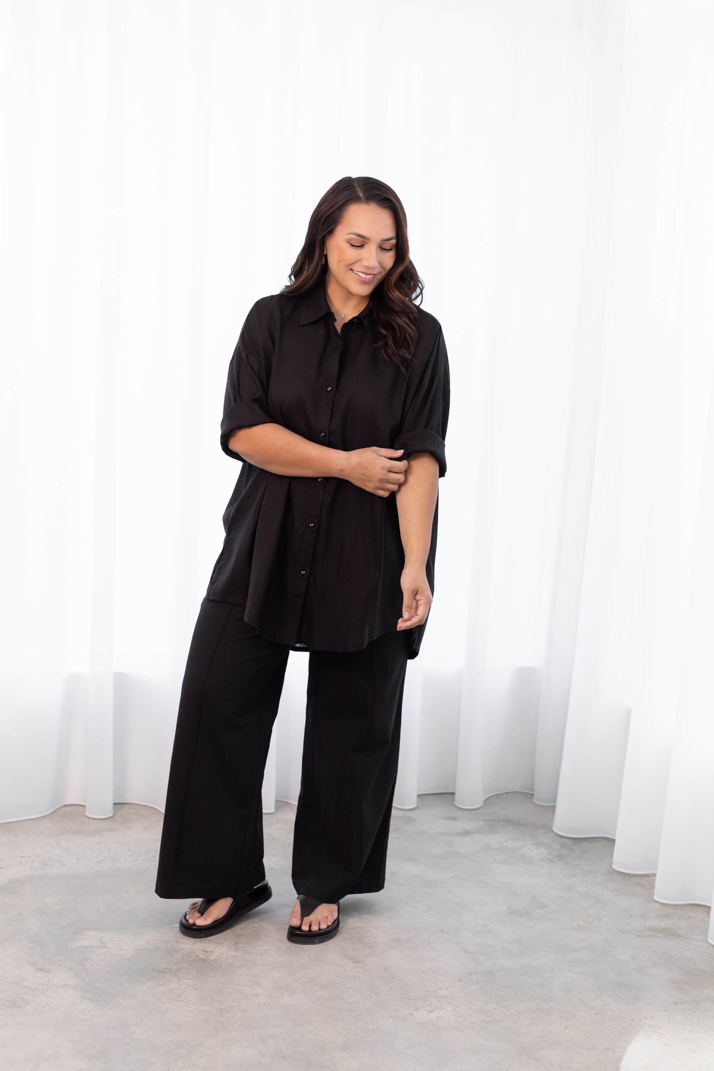 Adele Shirt & Pants Black Set