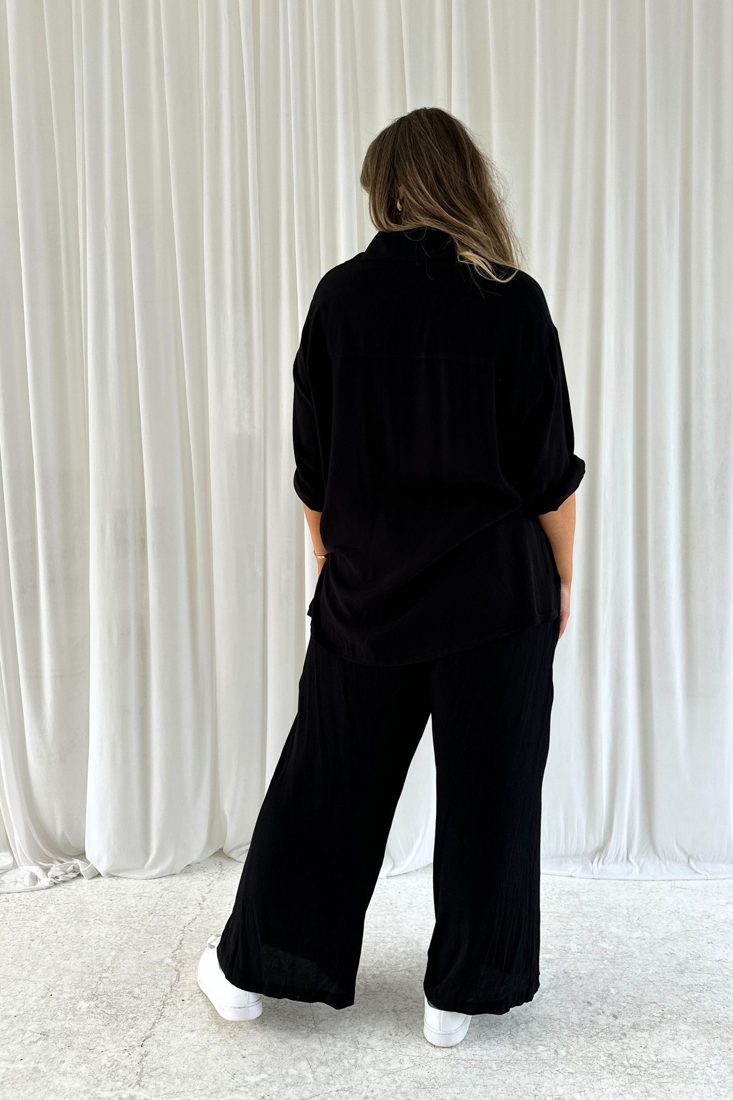 Adele Shirt & Pants Black Set