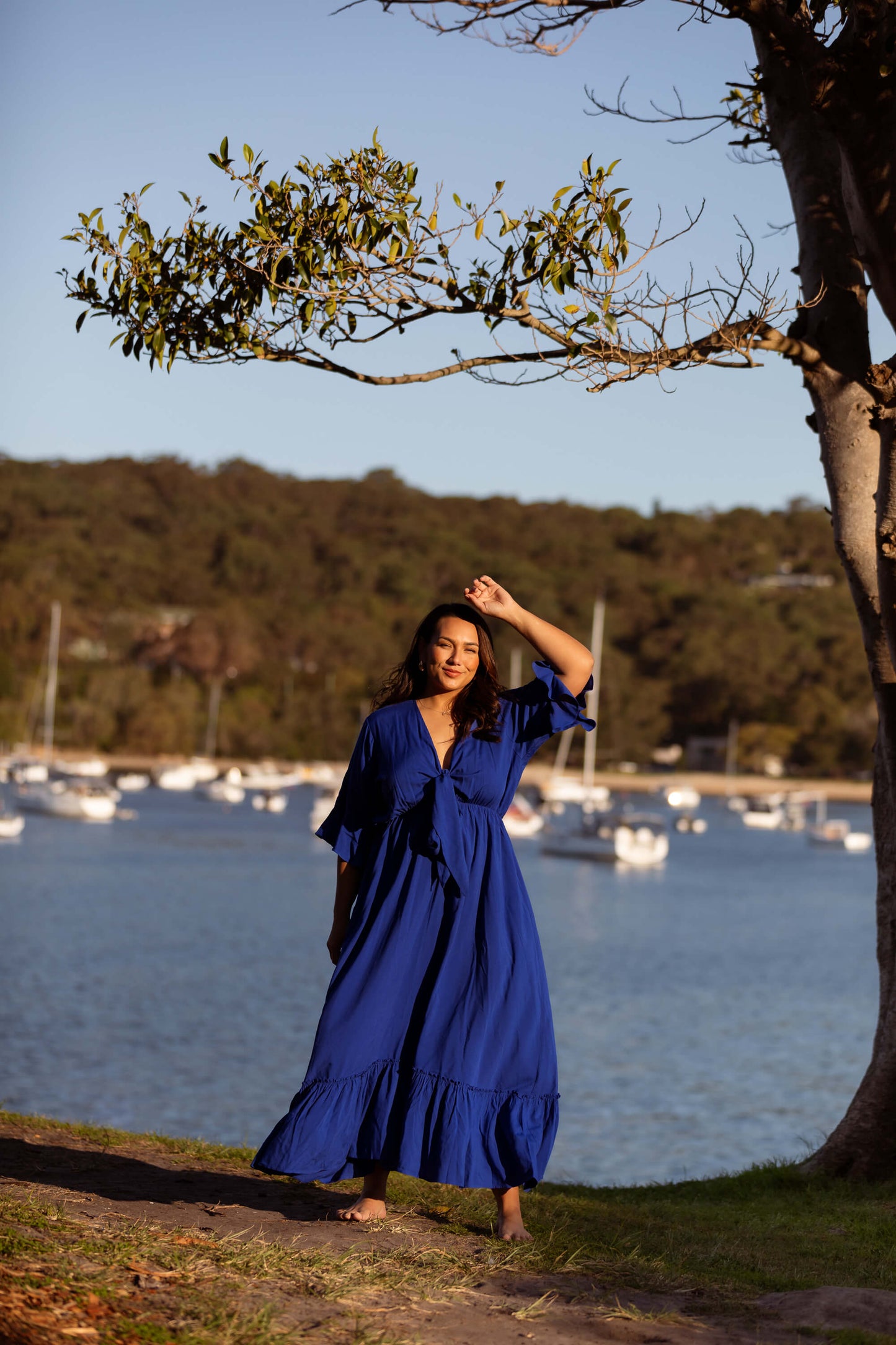 Nicole Tie Front Maxi Dress in Cobalt