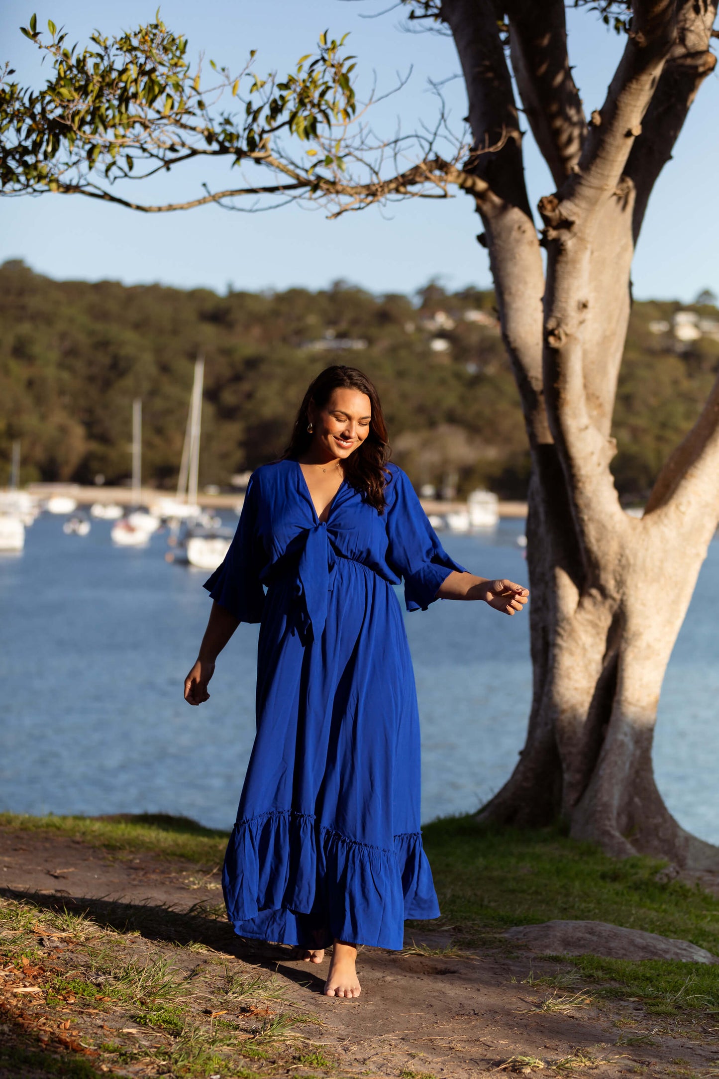 Nicole Tie Front Maxi Dress in Cobalt