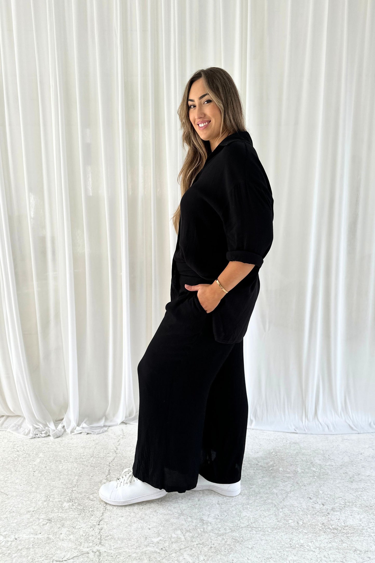 Adele Wide Leg Pants in Black