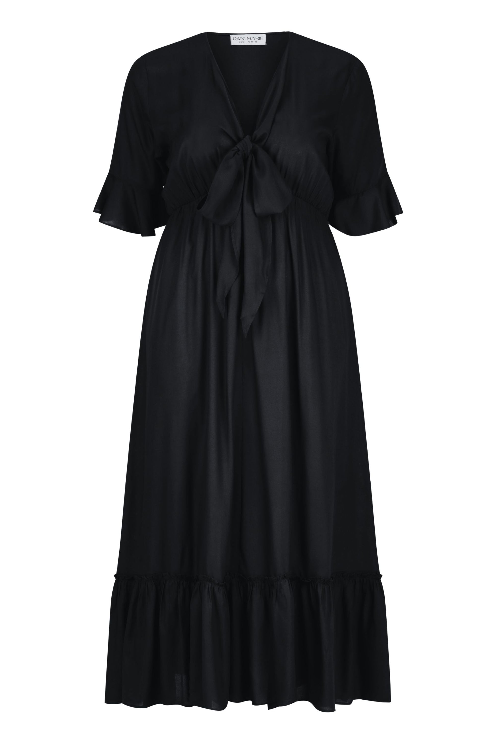 Nicole Tie Front Maxi Dress in Black