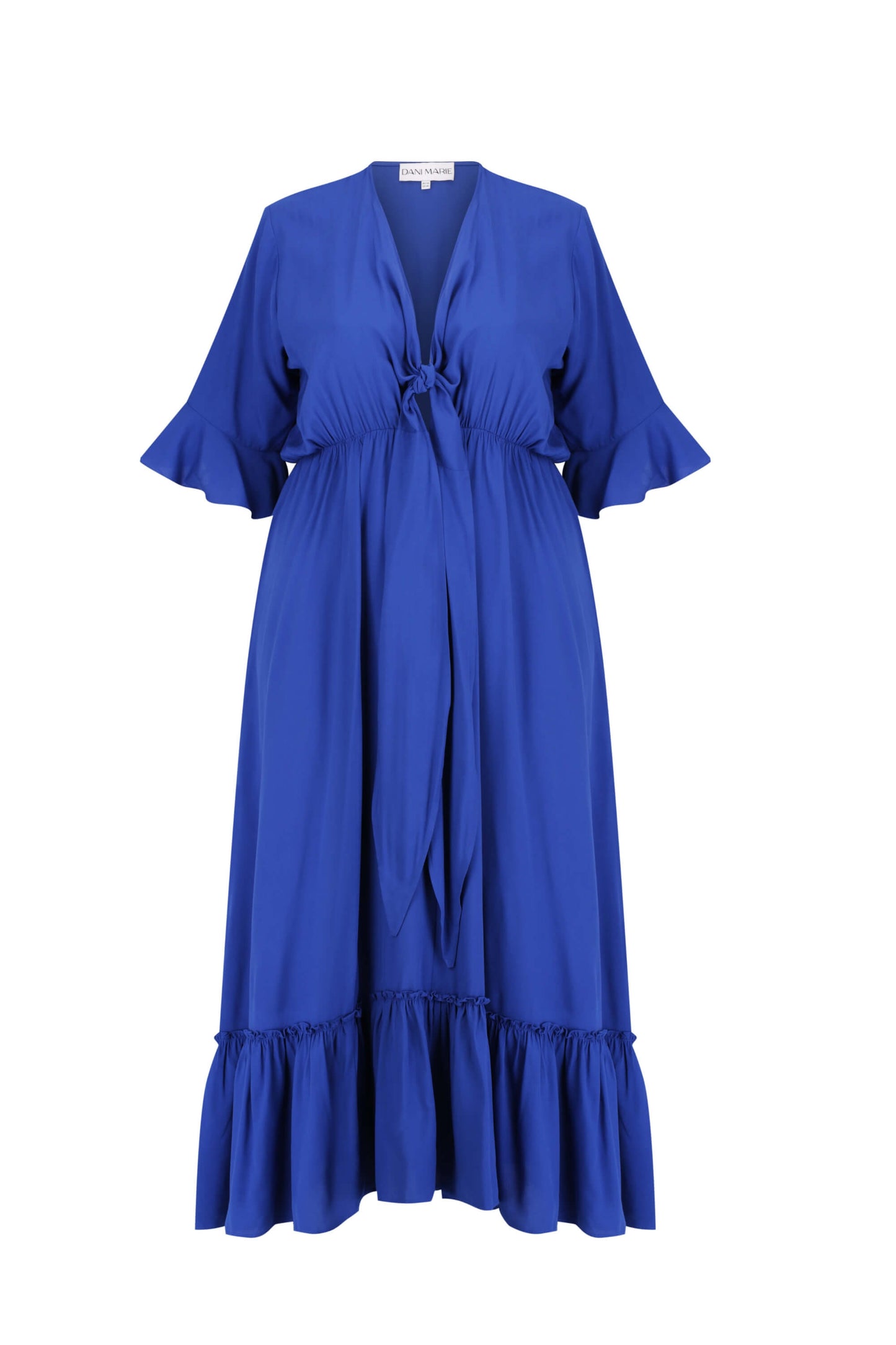 Nicole Tie Front Maxi Dress in Cobalt