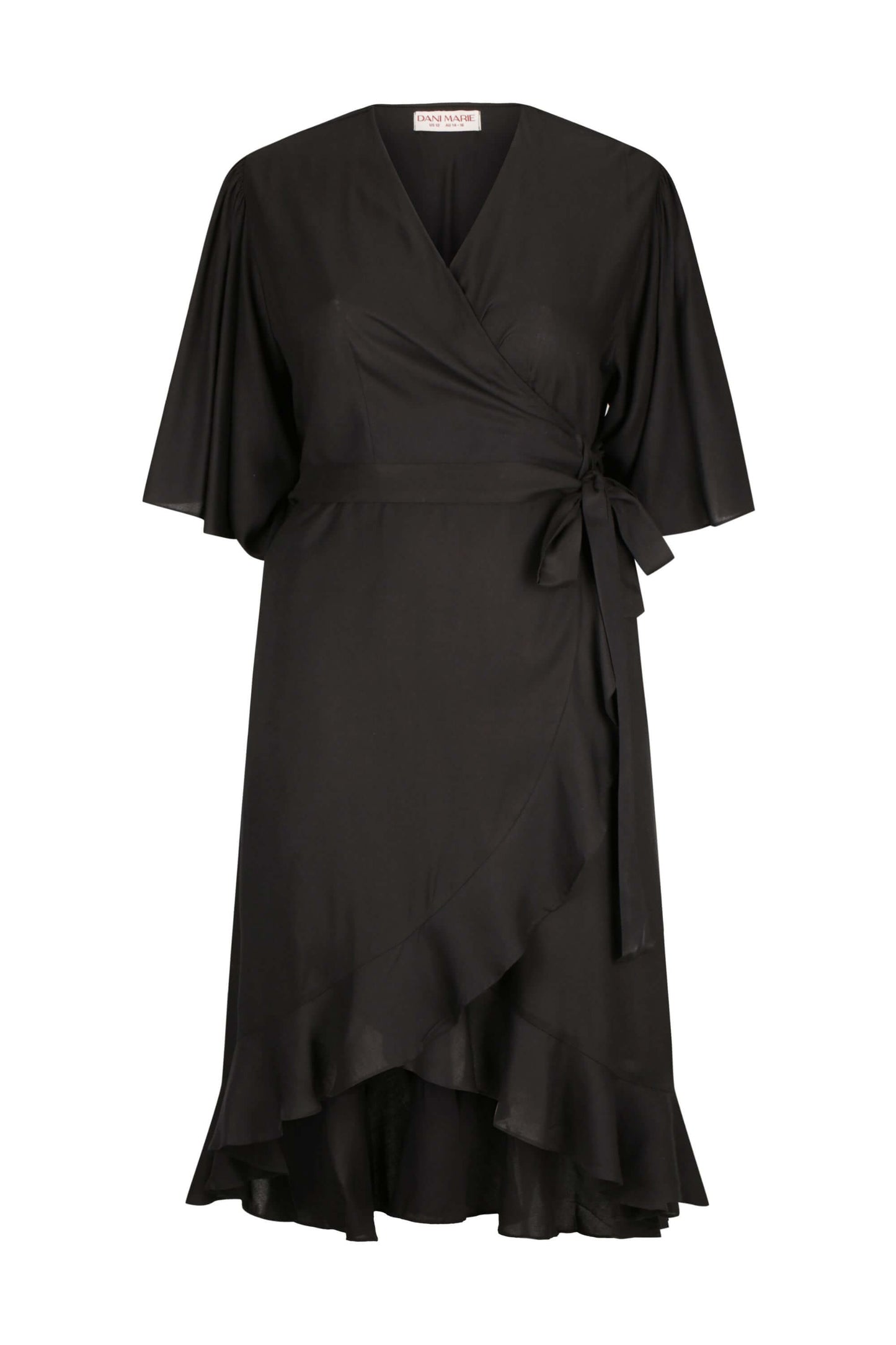 Gabrielle Short Sleeve Wrap Dress in Black
