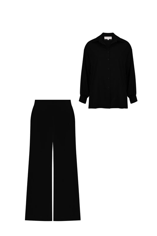 Adele Shirt & Pants Black Set
