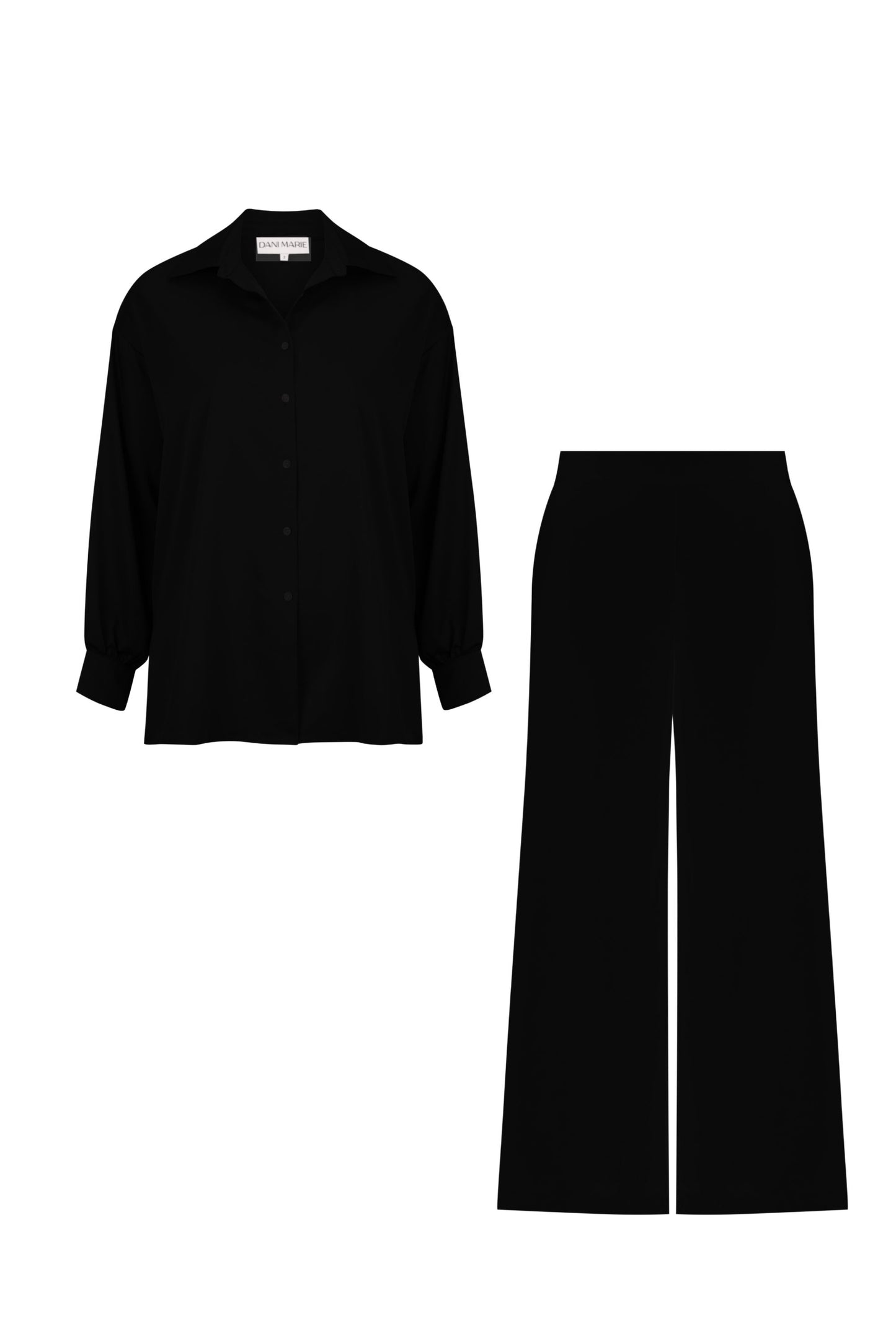 Adele Shirt & Pants Black Set