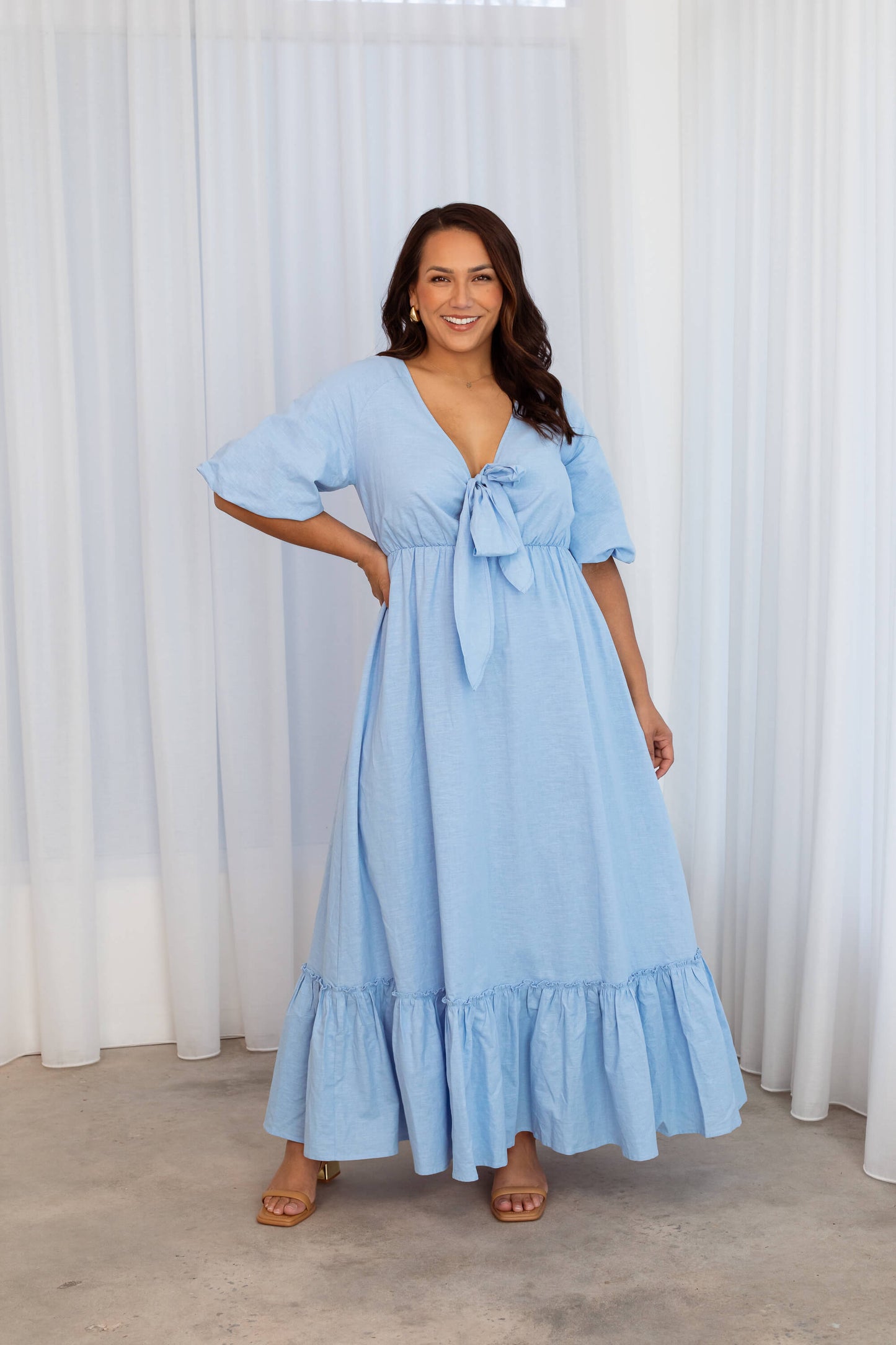 Tara Maxi Dress in Pastel Blue