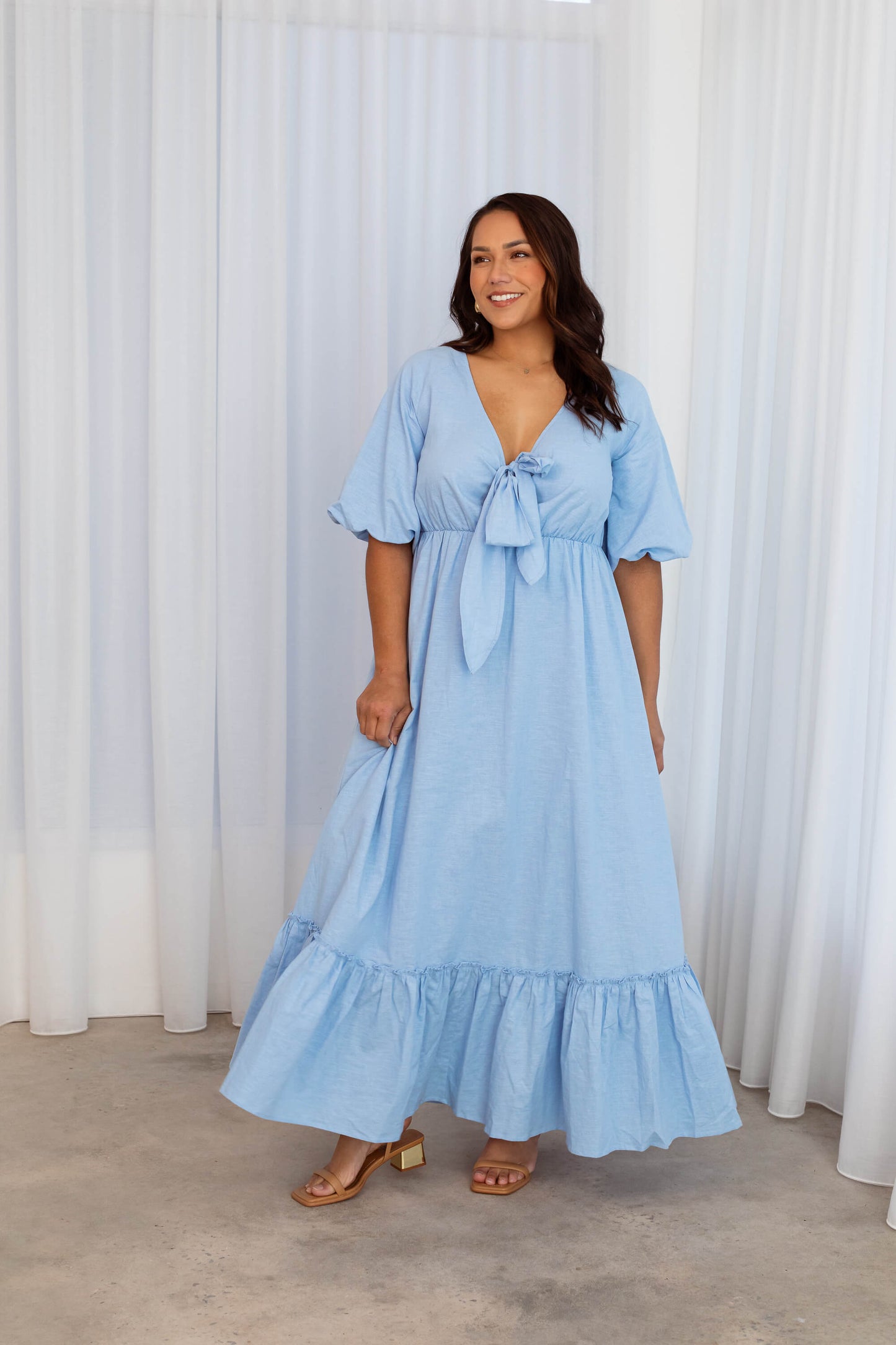 Tara Maxi Dress in Pastel Blue