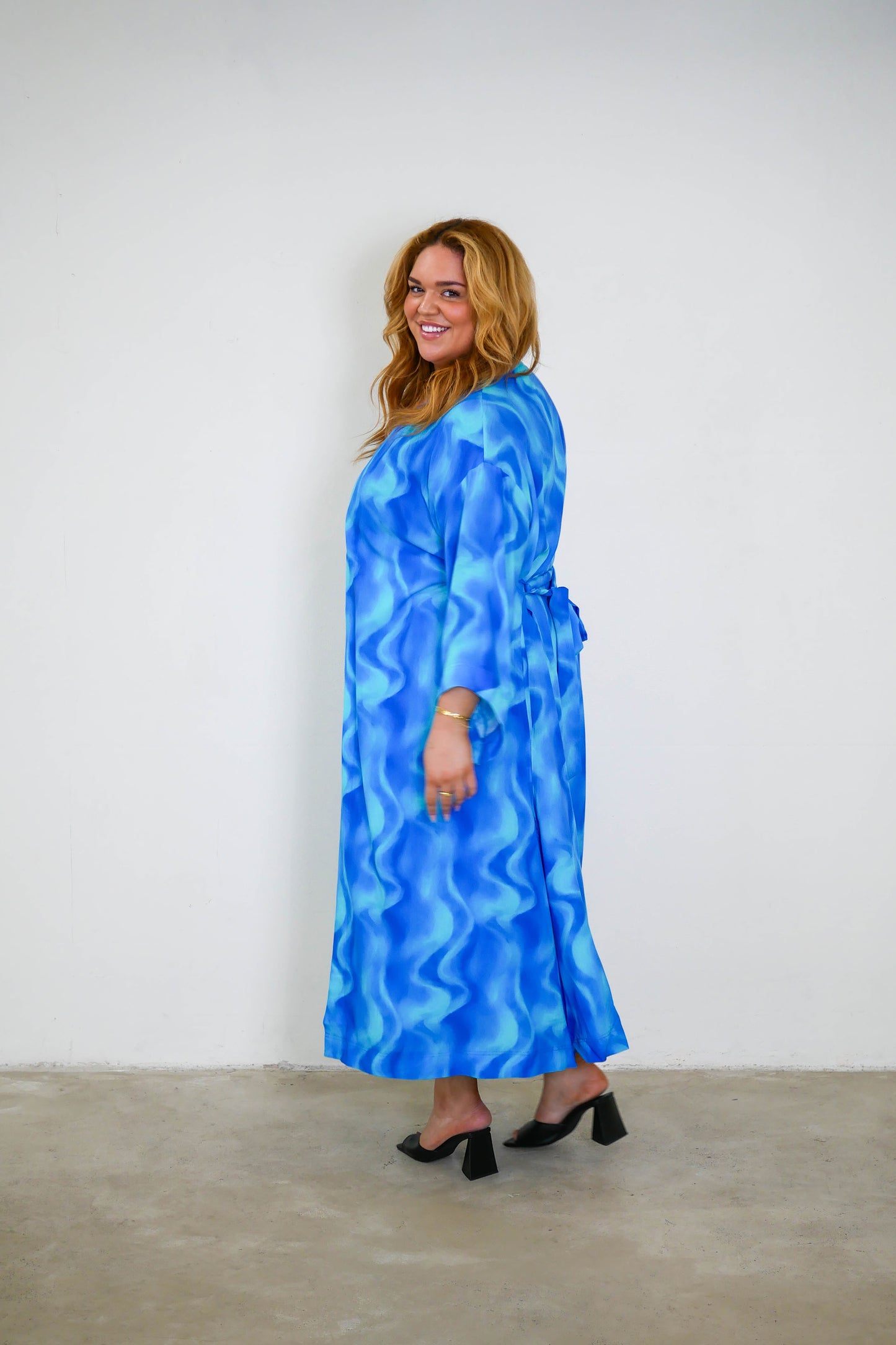 Slip Dress & Kimono Sea Wave Set