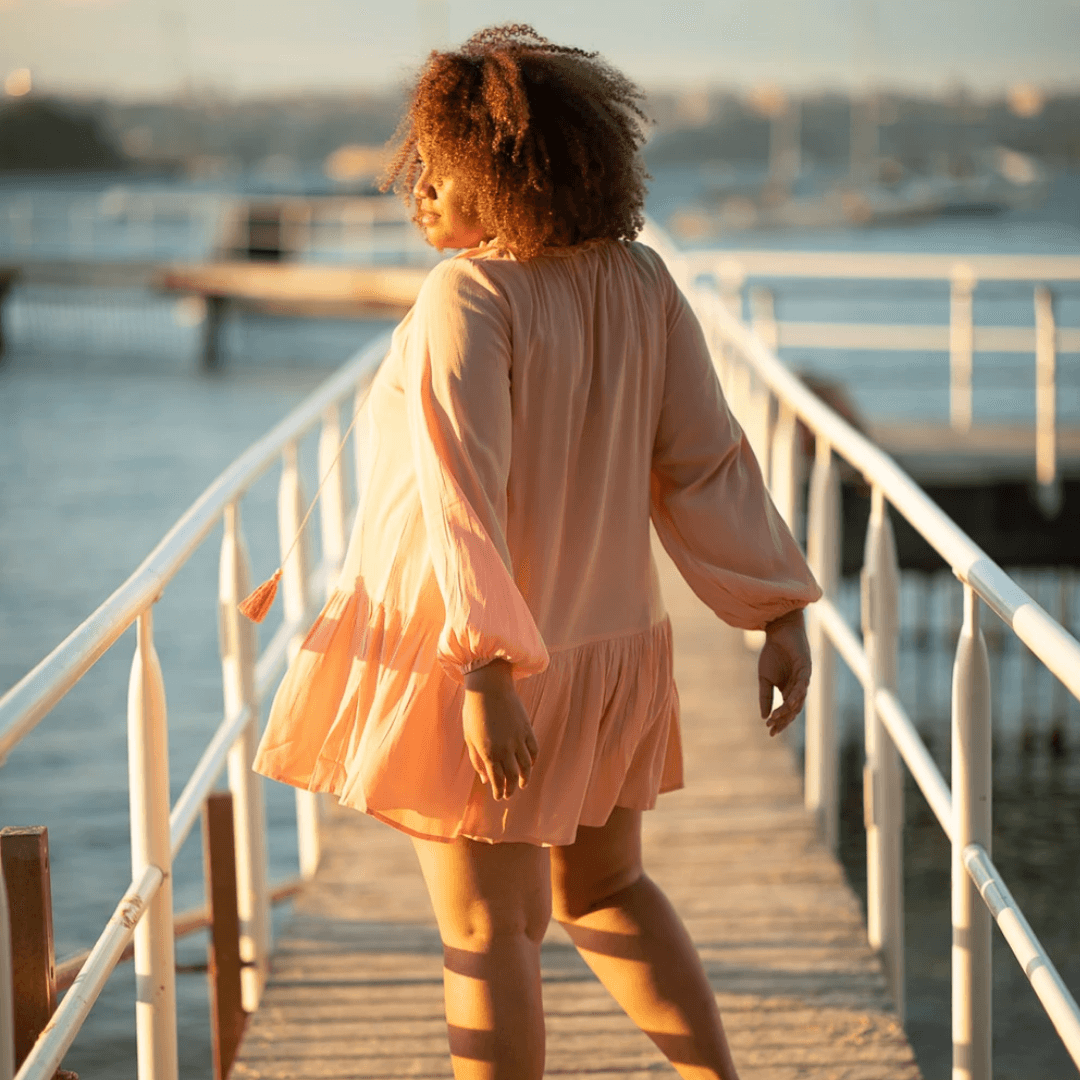 Eva Long Sleeve Swing Dress in Blush - Final Sale