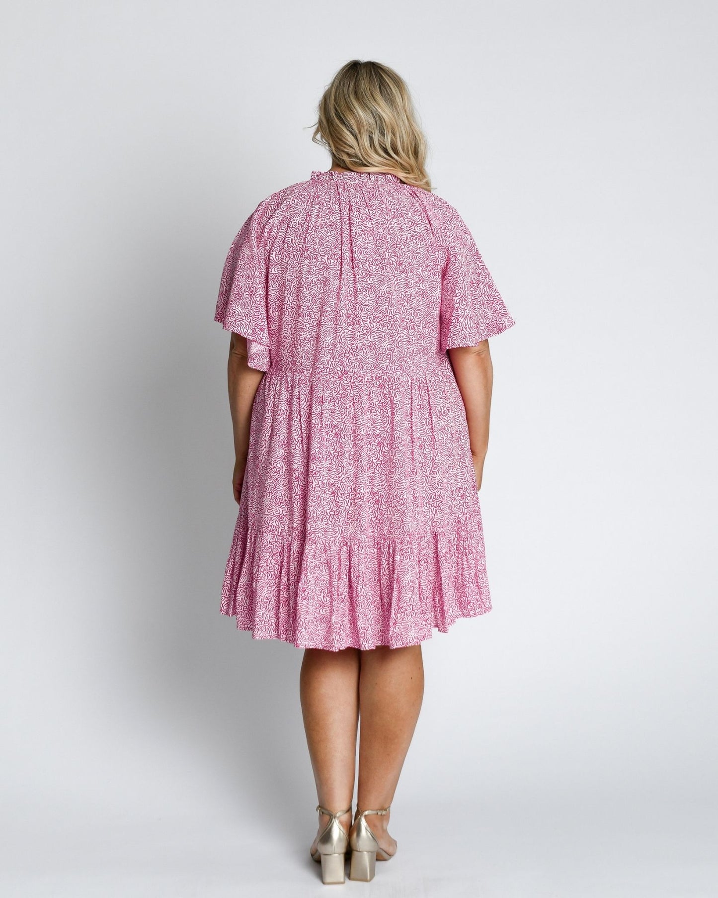 Jamie Short Sleeve Play Dress in Abstract Plum
