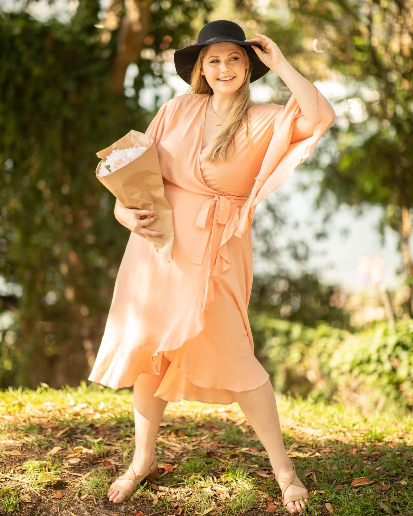 Gabrielle Short Sleeve Wrap Dress in Blush - Final Sale