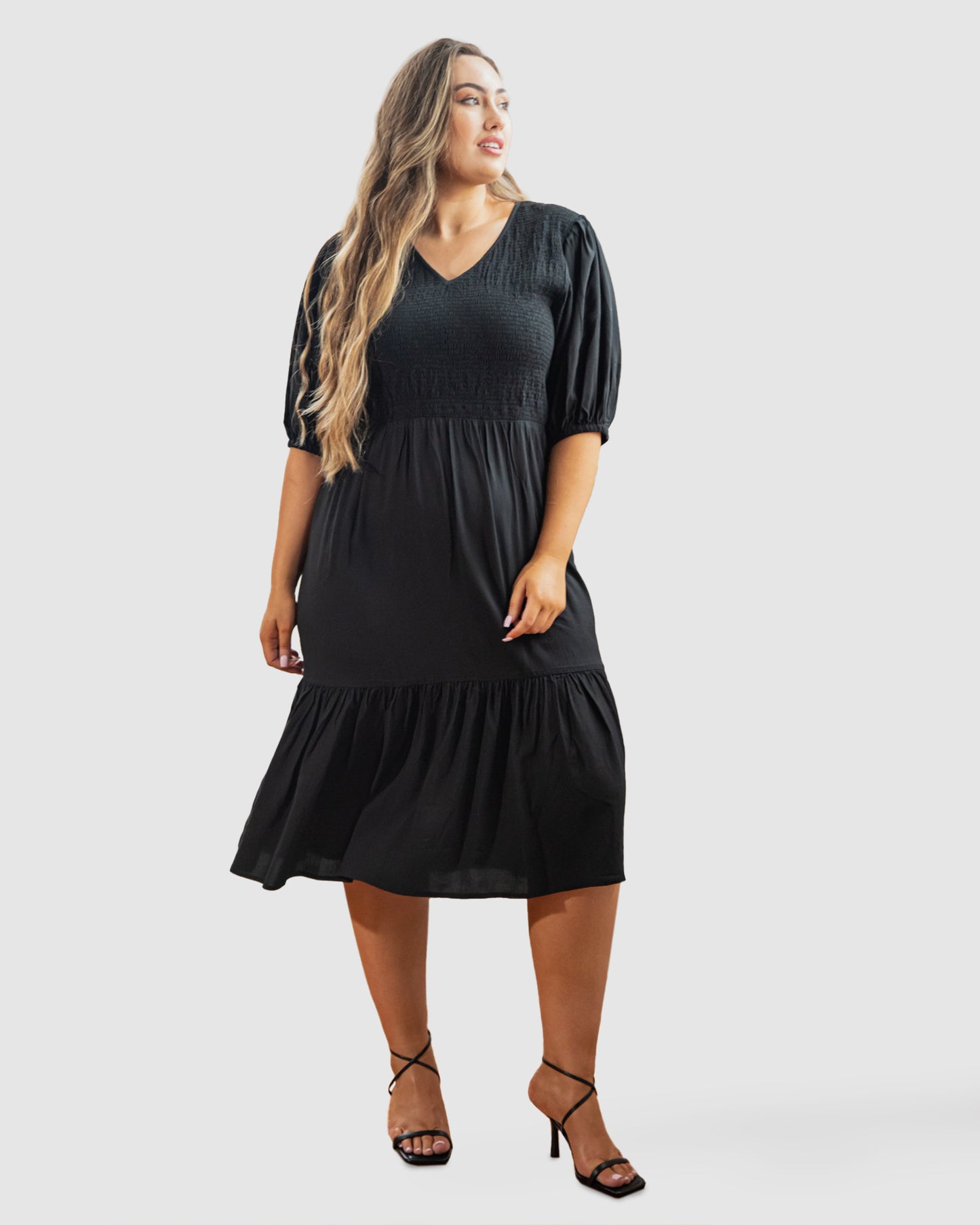 Mia Blouse Sleeve Dress in Black