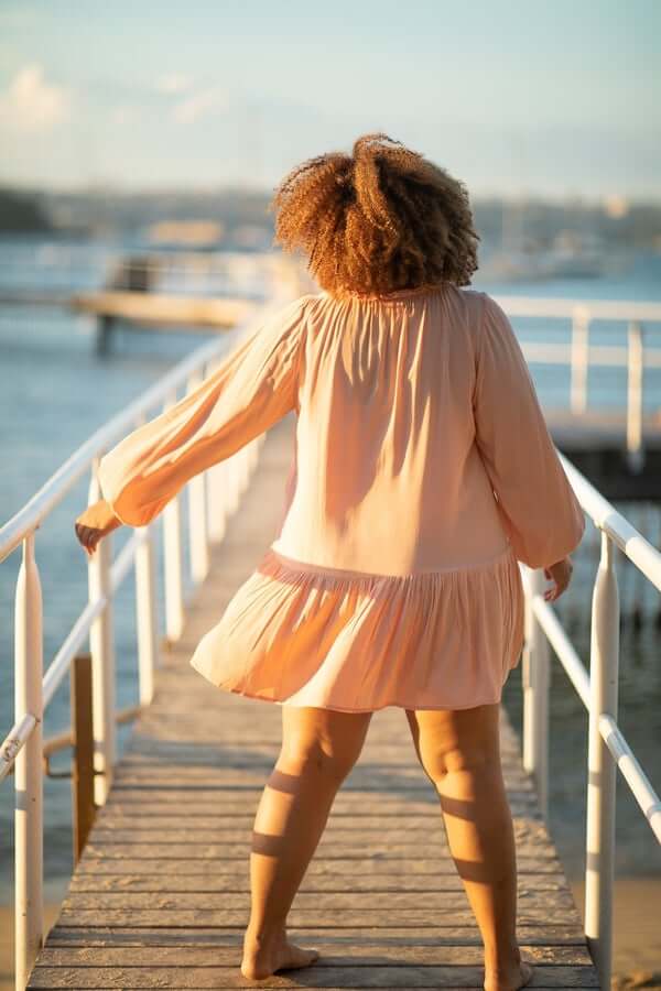 Eva Long Sleeve Swing Dress in Blush - Final Sale